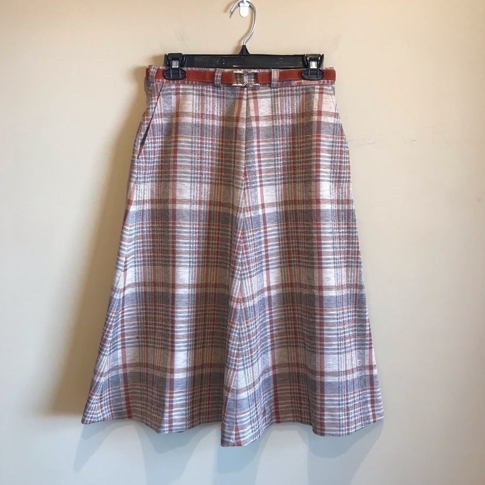 Vintage 1960s 70s polyester Plaid Skirt